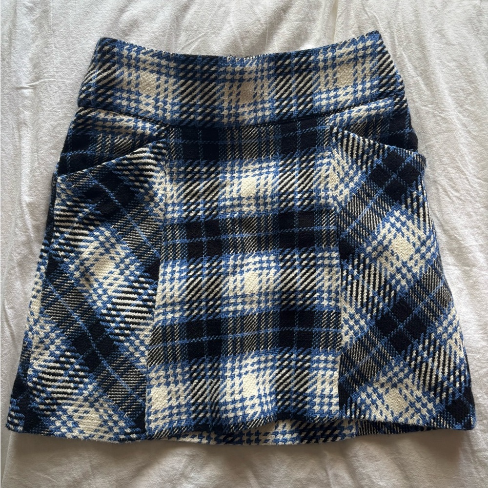 Maeve Blue Plaid Skirt